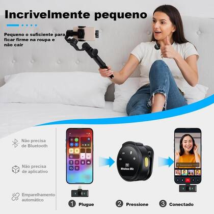 Imagem de Microfone Lapela J6 Imã Sem Fio Duplo Duplo Anti Ruído