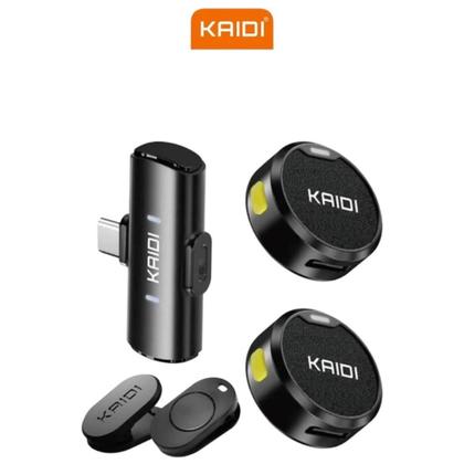 Imagem de Microfone Lapela Redondo Imã Sem Fio Preto Duplo Anti Ruído