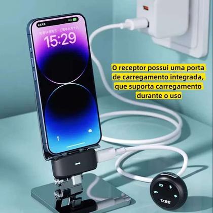 Imagem de Microfone Lapela Sem Fio 2 em 1 Magnético AGOLD MCF-38 Type-C e Lightning Preto