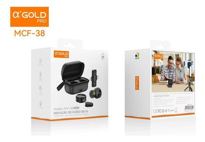 Imagem de Microfone Lapela Sem Fio 2 em 1 Magnético AGOLD MCF-38 Type-C e Lightning Preto