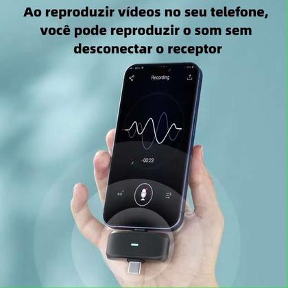 Imagem de Microfone Lapela Sem Fio 2 em 1 Magnético AGOLD MCF-38 Type-C e Lightning Preto