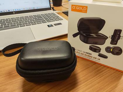 Imagem de Microfone Lapela Sem Fio 2 em 1 Magnético AGOLD MCF-38 Type-C e Lightning Preto