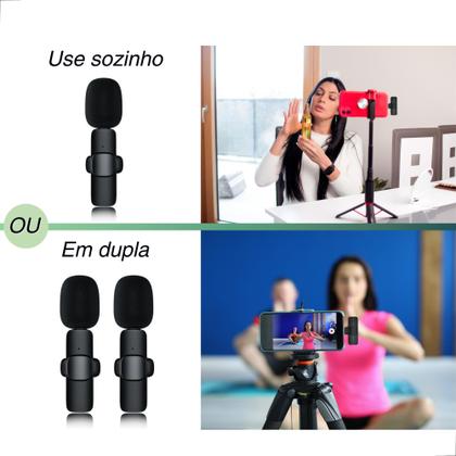 Imagem de Microfone Lapela Sem Fio 2,4GHz Para Android Ou IOS, Bateria 5h, Plug-And-Play, Captação 360, Ideal Para Lives, TikTok, YouTube E Gravações