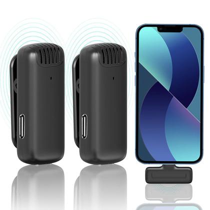Imagem de Microfone Lapela Sem Fio Duplo Profissional Compatível iPhone XR 11 12 13 e 14