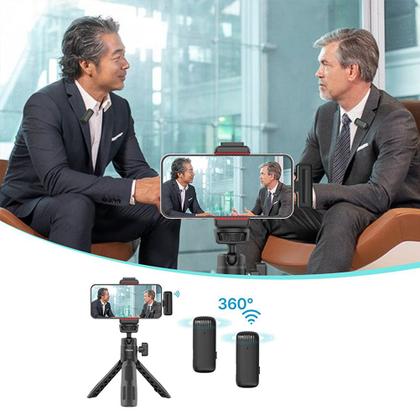 Imagem de Microfone Lapela Sem Fio Duplo Profissional Compatível iPhone XR 11 12 13 e 14