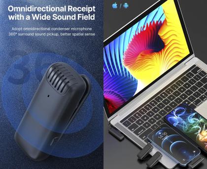 Imagem de Microfone Lapela Sem Fio Duplo Profissional Compatível iPhone XR 11 12 13 e 14