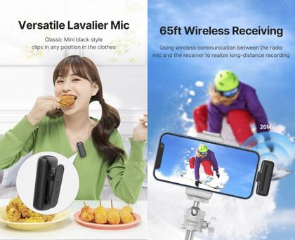 Imagem de Microfone Lapela Sem Fio Duplo Profissional Compatível iPhone XR 11 12 13 e 14