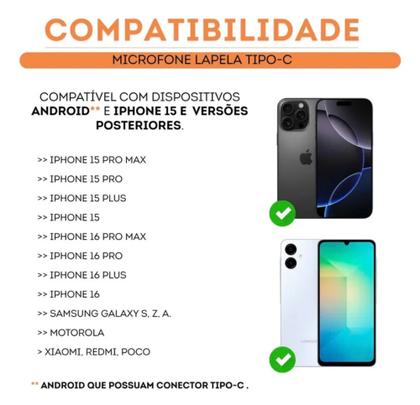 Imagem de Microfone Lapela Sem Fio Kaidi Com Tipo-C Para Entrevistas e Lives Preto