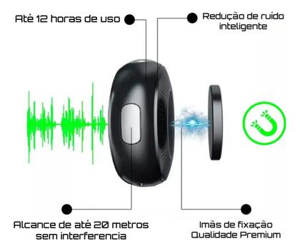 Imagem de Microfone Lapela Sem Fio Magnético 2 em 1 Type-C e Lightning Compatível iOS e Android