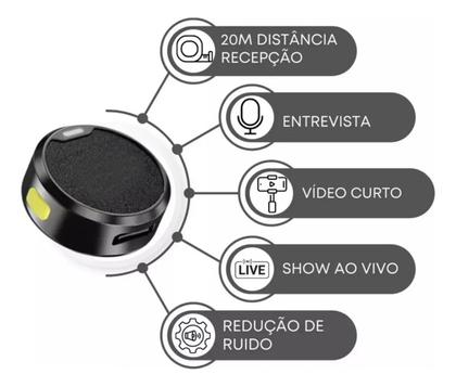 Imagem de Microfone Lapela Sem Fio Magnético 2 em 1 Type-C e Lightning Compatível iOS e Android