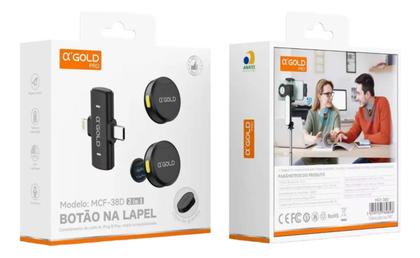 Imagem de Microfone Lapela Sem Fio Magnético 2 em 1 Type-C e Lightning Compatível iOS e Android