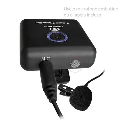 Imagem de Microfone Lapela Sem Fio Pequeno Greika Para Celular E Câmeras Wm200 T1