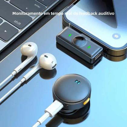 Imagem de Microfone Lavalier Sem Fio Com Clipe Magnético Para iPhone, iPad, Android Tipo-C, Gravação De Jogos