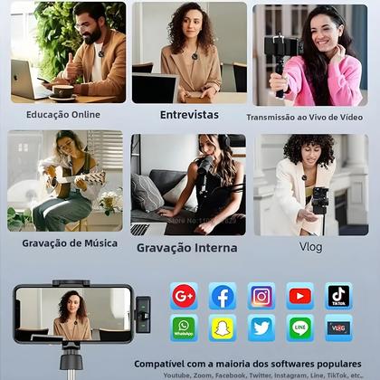 Imagem de Microfone Lavalier Sem Fio Com Clipe Magnético Para iPhone, iPad, Android Tipo-C, Gravação De Jogos