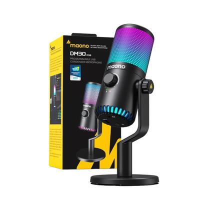 Imagem de Microfone Maono DM30 Gamer RGB USB Preto  Ideal para Jogos, Lives, Podcasts e Aulas Online