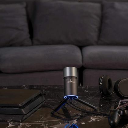 Imagem de Microfone p/ Live,YouTube,2 padrões polares,USB-C,96 KHz,24 bits,c/ suporte