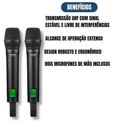 Imagem de Microfone Profissional de Mão Duplo Sem Fio PRO SK-PRO 900 - SKYPIX