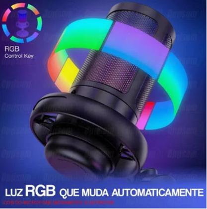 Imagem de Microfone Profissional Gamer Led Rgb Alta Sensibilidade Usb Rosa