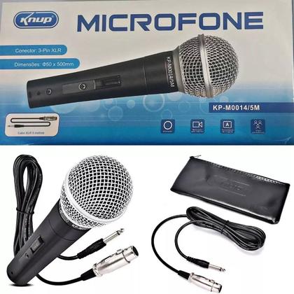 Imagem de Microfone Profissional Knup KPM0014 Dinâmico com Fio Cabo P10 de 5 Metros Preto