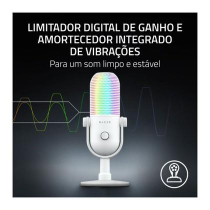 Imagem de Microfone Razer Seiren V3 Chroma, RGB, Sensor Tap-to-Mute, Condensador, PC, Discord, OBS Studio, XSplit, USB, Branco - RZ19-05060200