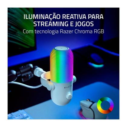 Imagem de Microfone Razer Seiren V3 Chroma, RGB, Sensor Tap-to-Mute, Condensador, PC, Discord, OBS Studio, XSplit, USB, Branco - RZ19-05060200