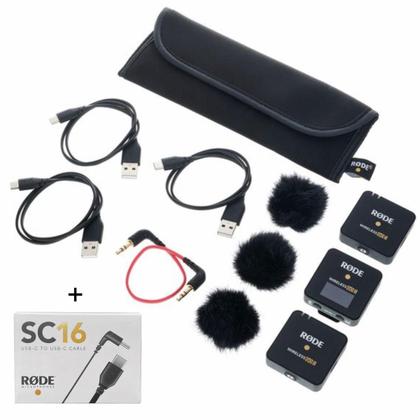 Imagem de Microfone Rode Wireless Go Ii Lapela Duplo Sem Fio Cabo Sc16 Usb-c para Smartphone e Tablet