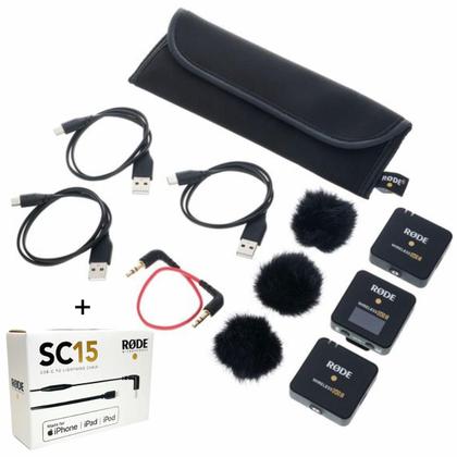 Imagem de Microfone Rode Wireless Go Ii Lapela Duplo Sem Fio Com Cabo Sc15 Lightning