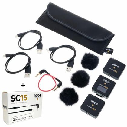 Imagem de Microfone Rode Wireless Go Ii Lapela Duplo Sem Fio Com Cabo Sc15 Para Iphone