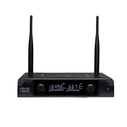 Imagem de Microfone s/ fio Profissional Dylan  Multi frequencia -- Duplo (2 bastões) -- UDX-02