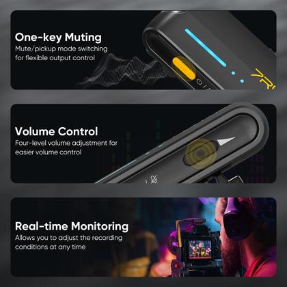 Imagem de Microfone sem fio 7RYMS iRay DW40 de 4 canais para câmeras