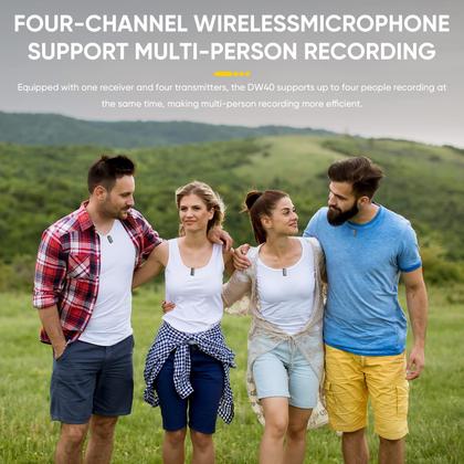 Imagem de Microfone sem fio 7RYMS iRay DW40 de 4 canais para câmeras