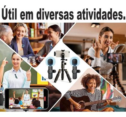 Imagem de Microfone Sem Fio Duplo Lapela Android iPhone 15/16 Profissional Cor Tipo C ( Android )