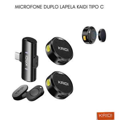 Imagem de Microfone Sem Fio Duplo Lapela Profissional Android tipo C KAIDI