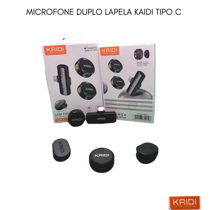 Imagem de Microfone Sem Fio Duplo Lapela Profissional Android tipo C KAIDI