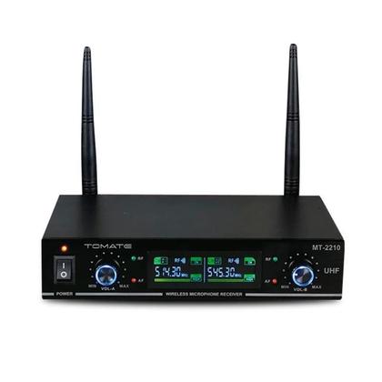 Imagem de Microfone Sem Fio Duplo Profissional 60 m, Display LCD, 512562 MHz - Tomate