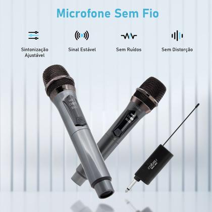Imagem de Microfone Sem Fio Duplo Profissional Dinâmico Alta Qualidade Recarregável com Excelência sonora