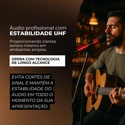 Imagem de Microfone Sem Fio Duplo Profissional M87 UHF Alta Qualidade de Som Dinâmico Ideal para Karaokê, Igreja, Shows, Palestra, Certificado Anatel