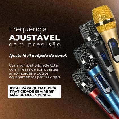 Imagem de Microfone Sem Fio Duplo Profissional M87 UHF Alta Qualidade de Som Dinâmico Ideal para Karaokê, Igreja, Shows, Palestra, Certificado Anatel
