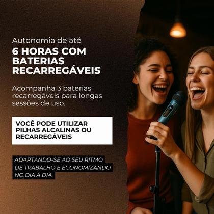 Imagem de Microfone Sem Fio Duplo Profissional M87 UHF Alta Qualidade de Som Dinâmico Ideal para Karaokê, Igreja, Shows, Palestra, Certificado Anatel