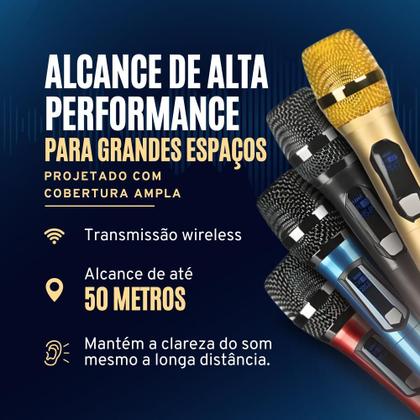 Imagem de  Microfone Sem Fio Duplo Profissional M87 UHF Alta Qualidade de Som Dinâmico Ideal para Karaokê, Igreja, Shows, Palestra, Certificado Anatel