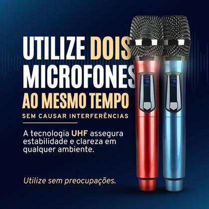 Imagem de  Microfone Sem Fio Duplo Profissional M87 UHF Alta Qualidade de Som Dinâmico Ideal para Karaokê, Igreja, Shows, Palestra, Certificado Anatel