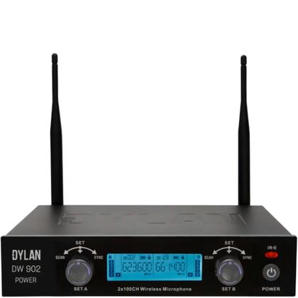 Imagem de Microfone Sem Fio Dylan Dw-902 Power Preto Duplo UHF - Bateria Recarregável
