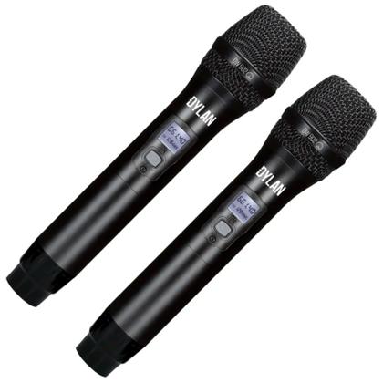 Imagem de Microfone Sem Fio Dylan Dw-902 Power Preto Duplo UHF - Bateria Recarregável