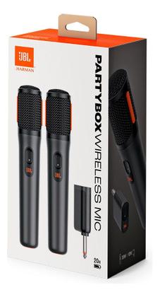 Imagem de Microfone Sem Fio, JBL PartyBox Wireless Mic 2 unidades Preto