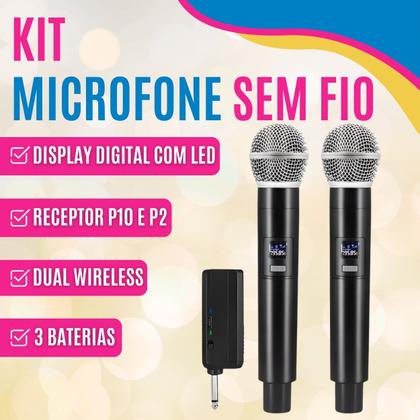 Imagem de Microfone Sem Fio Palestra Profissional Dual Wireless Led