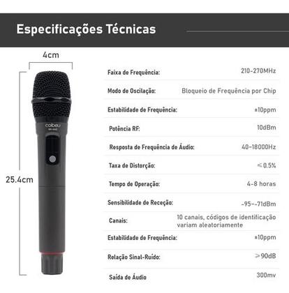 Imagem de Microfone Sem Fio Profissional Uhf Led Com Receptor Ec