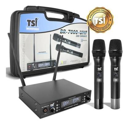 Imagem de Microfone Sem Fio Tsi Br 7000 Uhf Digital Duplo Mão 300 Canais