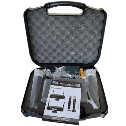 Imagem de Microfone sem fio uhf duplo de mão maleta profissional