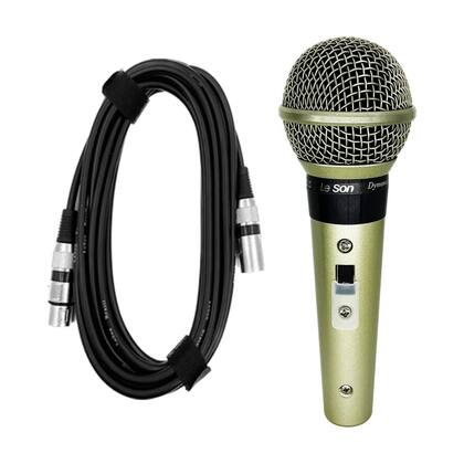 Imagem de Microfone SM58 Plus Corpo Metálico Cabo Cannon Xlr Balanceado 5m Cor Champanhe Leson - 2AM058PLI