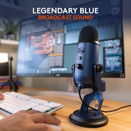Imagem de Microfone USB Logitech Blue Yeti para Criadores - Streaming, Podcast, Jogos - 4 Padrões Polares
